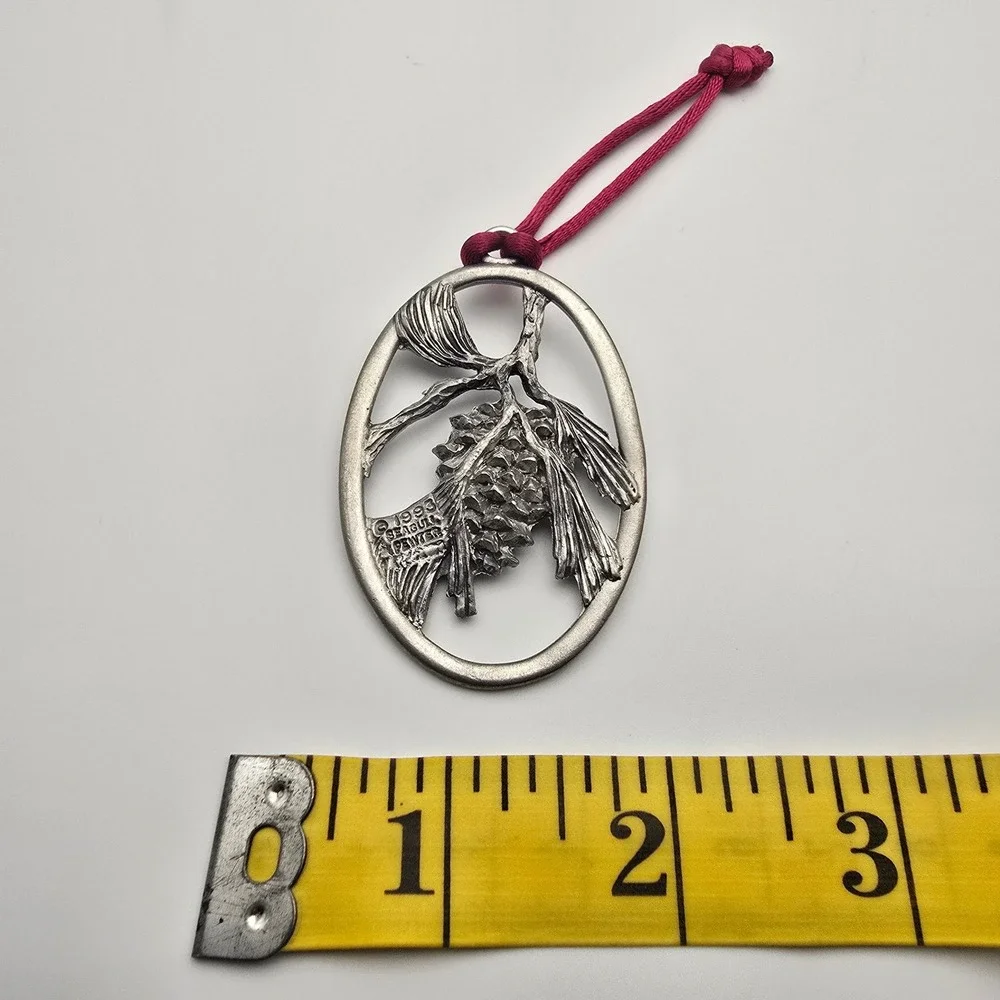 Seagull Pewter Pinecone Ornament Silver 1993 Vintage Nature Gorpcore Cabincore